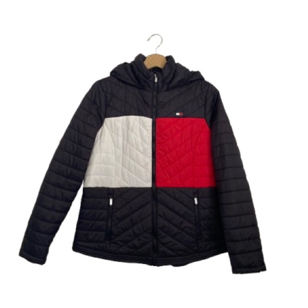 Tommy Hilfiger Sport Colorblock Quilted Puffer Jacket - Hooded - Size XL